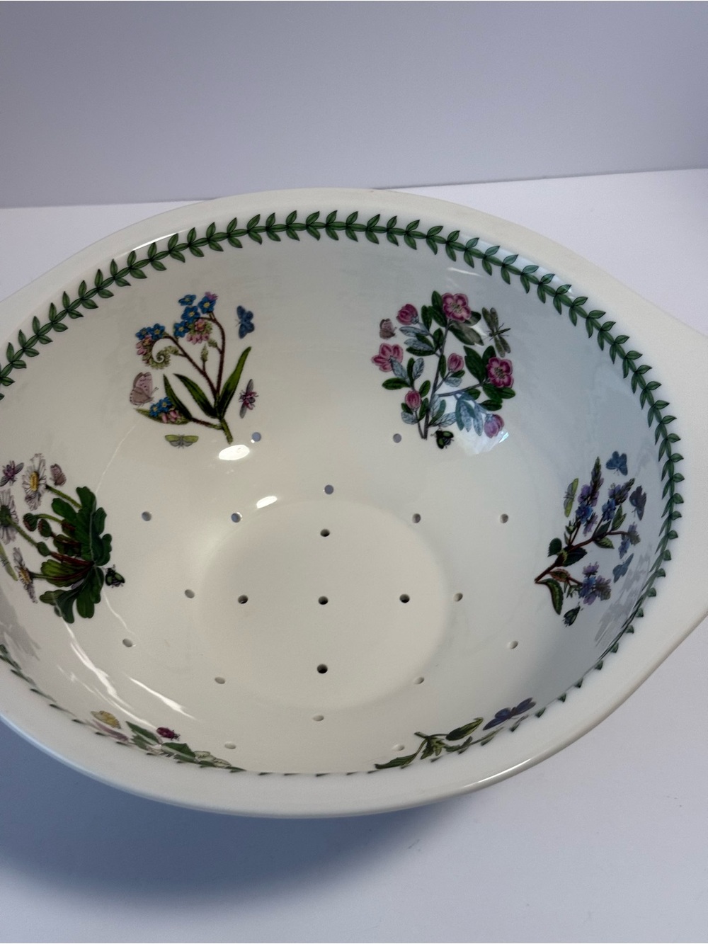 Portmeirion Botanic Garden Handled Ceramic Colander Strainer Berry Bowl